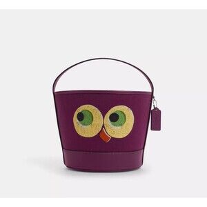 NWT COACH TRICK OR TREAT HALLOWEEN BUCKET CCE03 OWL FACE HANDBAG BAG PURSE